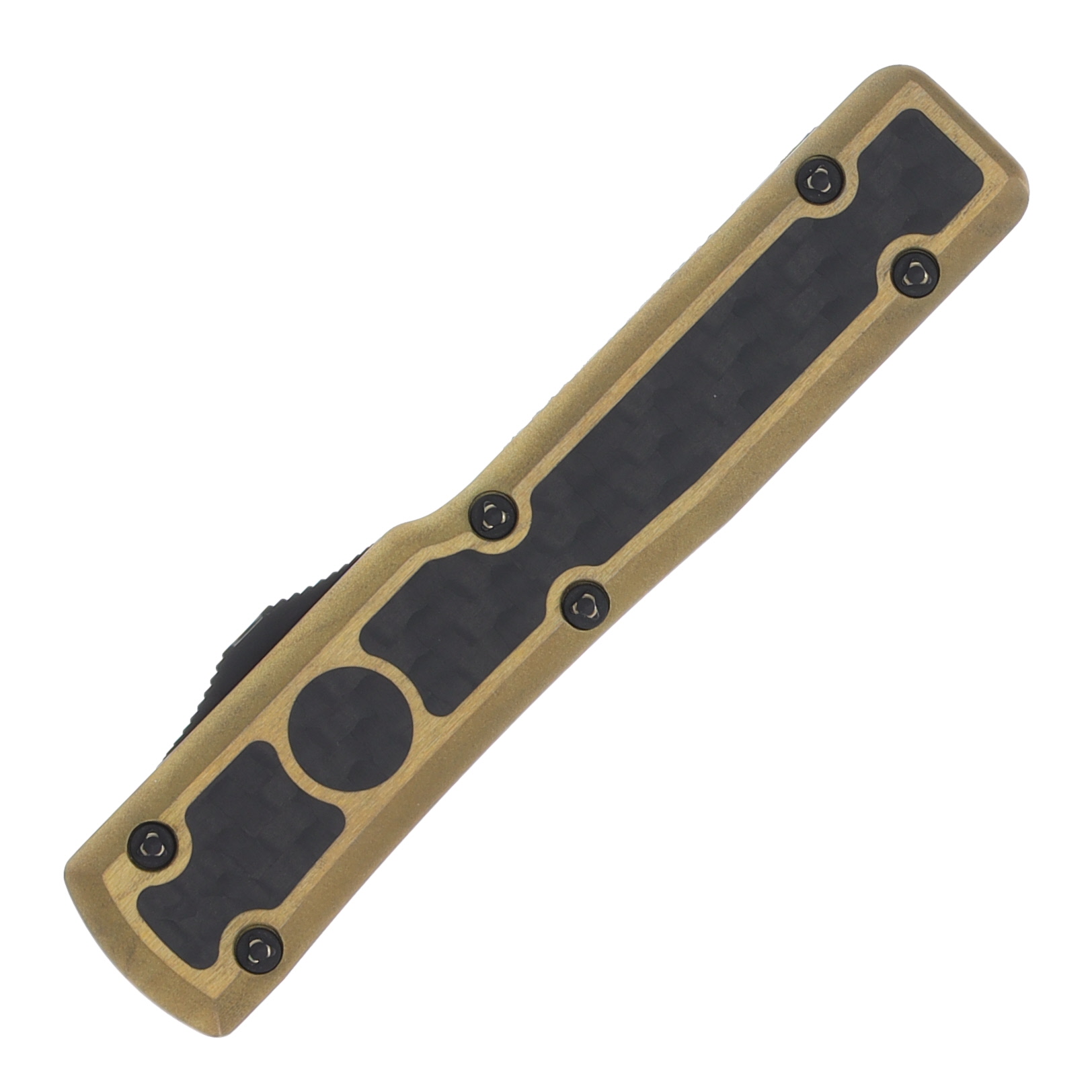 Marfione Custom UTX-70 OTF Knife Brass CF - 2.42in Mirror Dagger DE Plain View 5