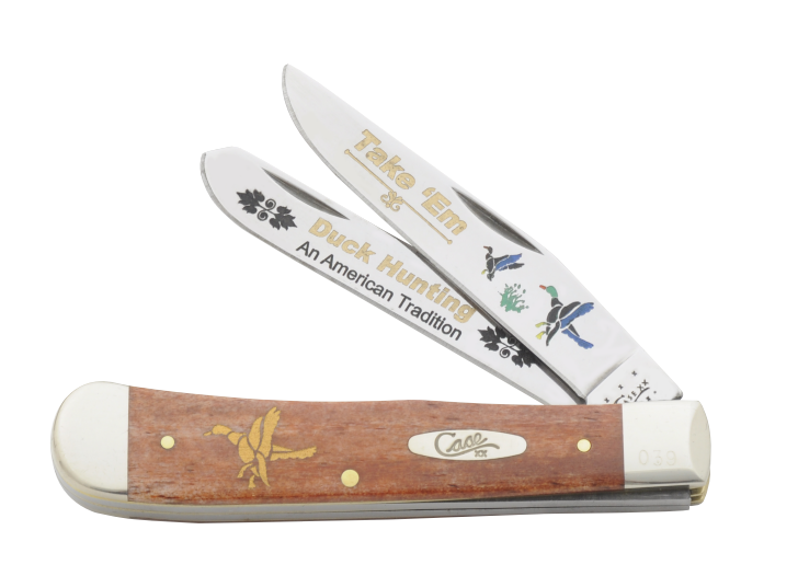 Case XX Take 'Em Duck Hunting Chestnut Smooth Bone Trapper Folding Knife CACNDUCK View 1