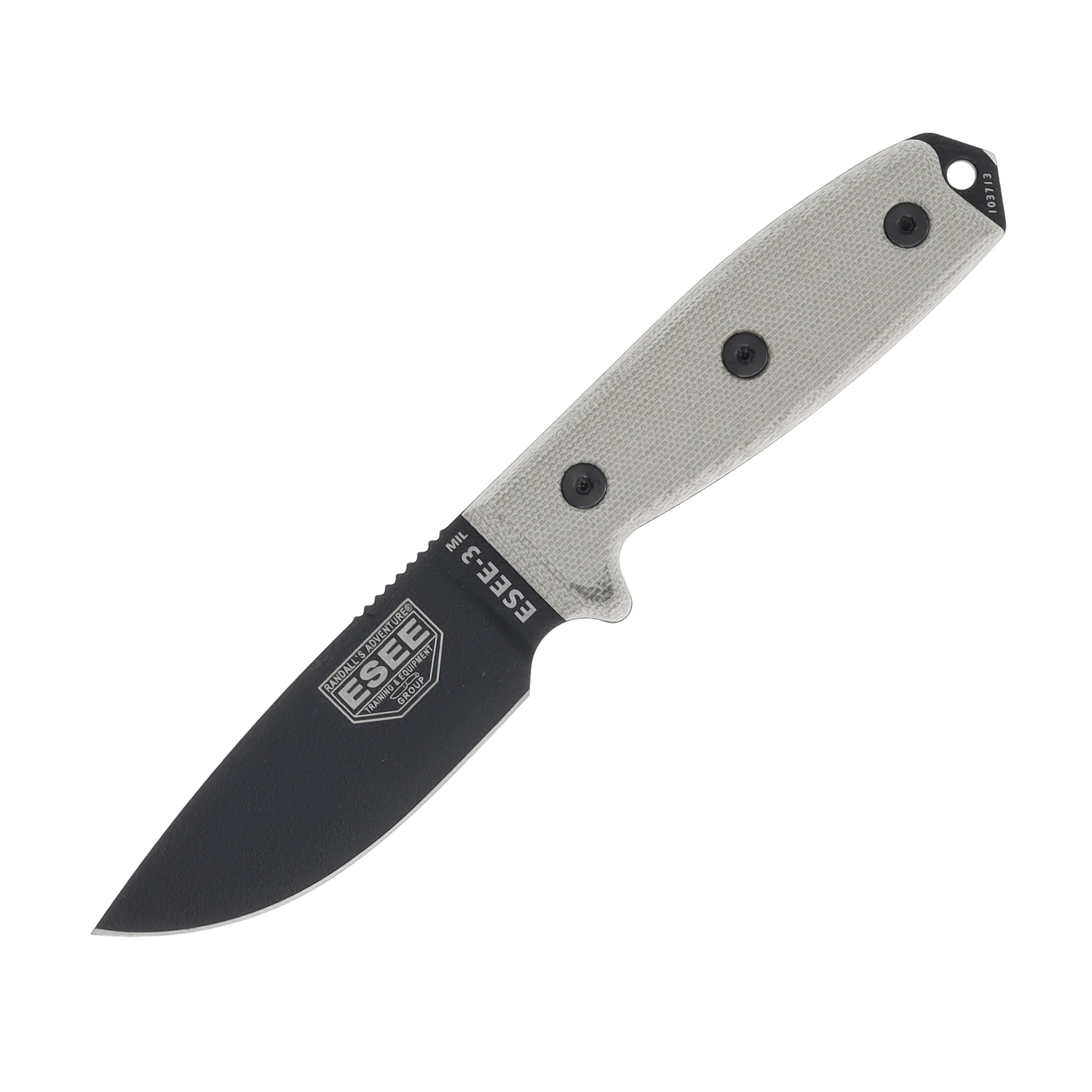 ESEE 3 MIL Fixed Blade Knife 3.87in Plain Edge Tan Micarta ESEE3MILPB View 2