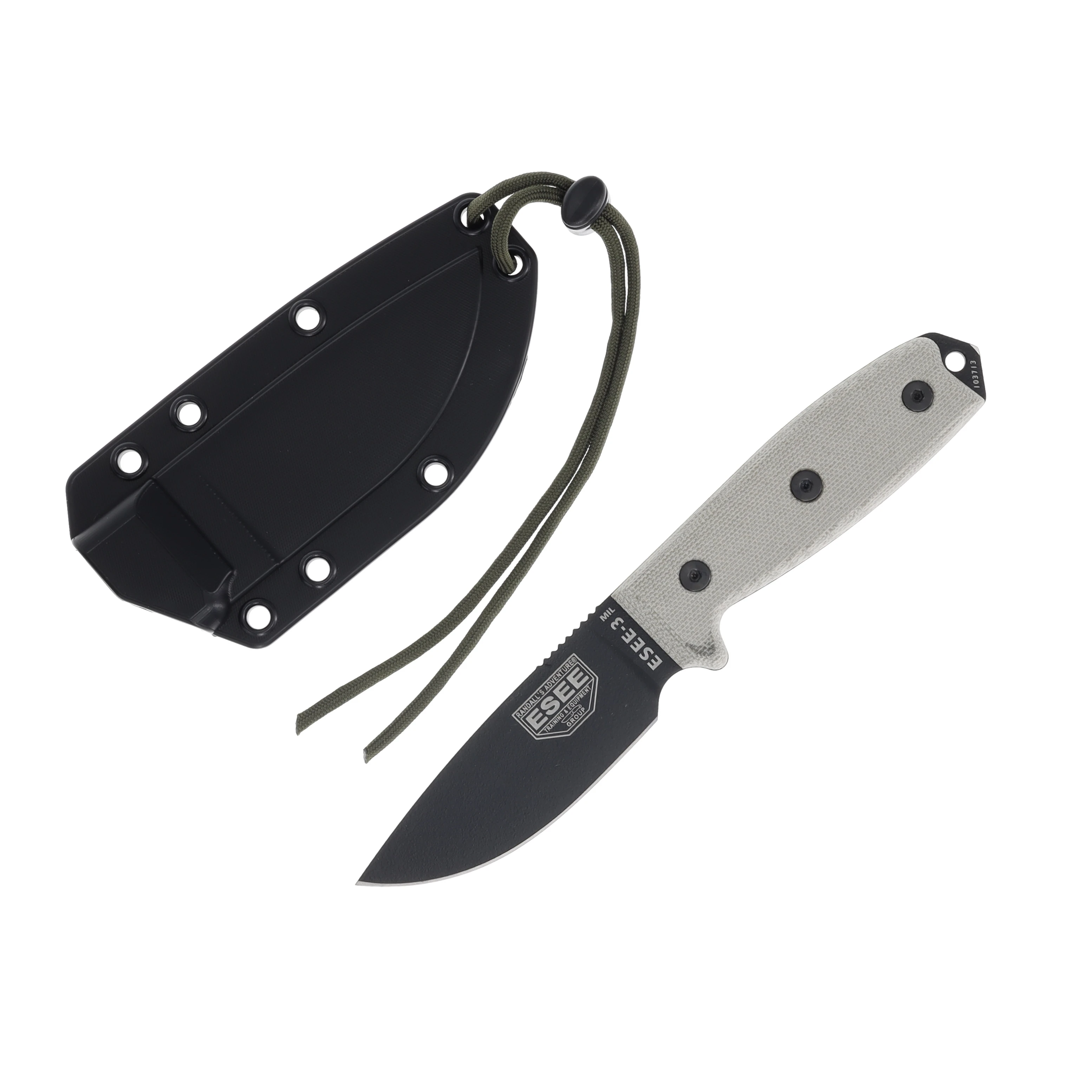 ESEE 3 MIL Fixed Blade Knife 3.87in Plain Edge Tan Micarta ESEE3MILPB View 1