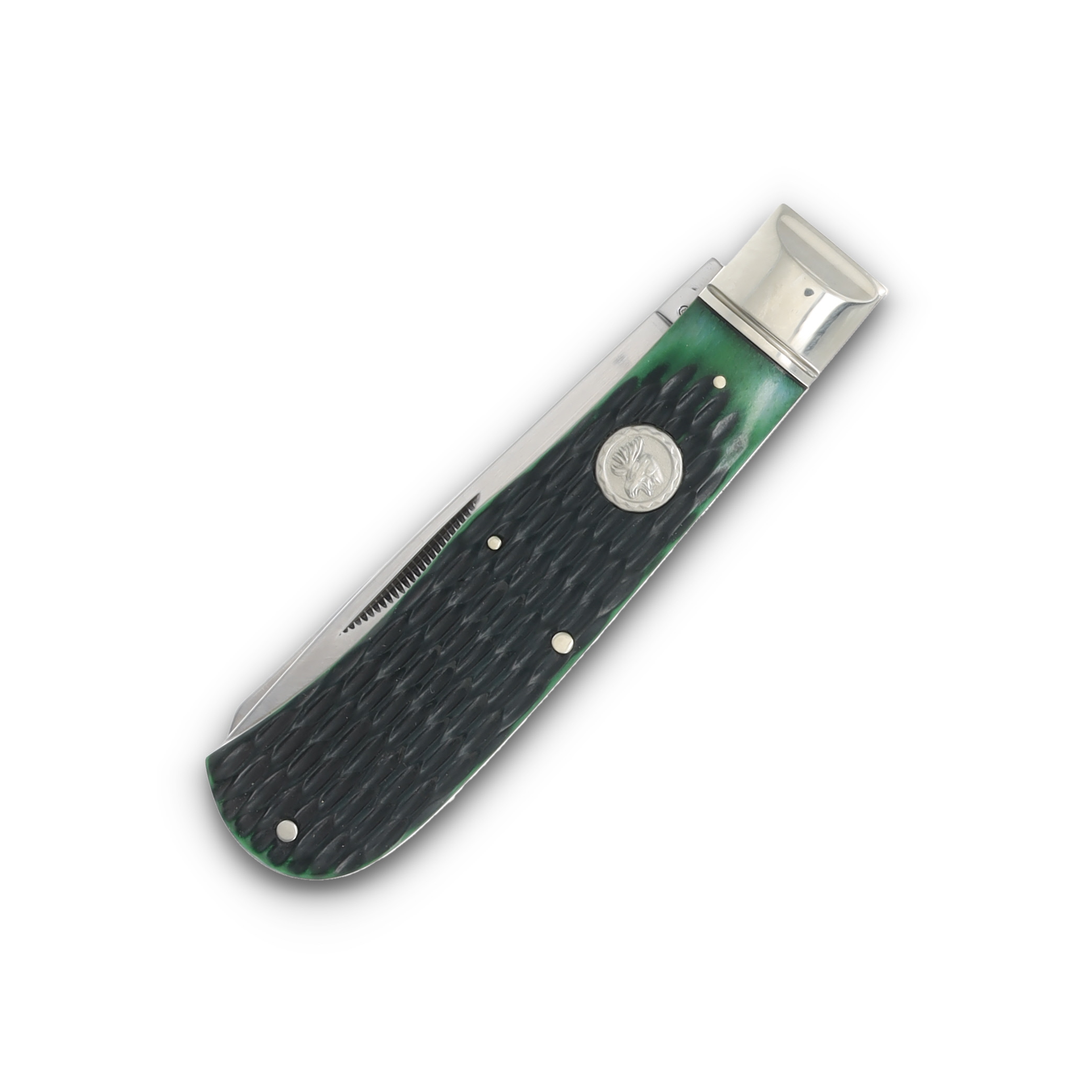 Marbles Green Jigged Bone Jumbo Trapper Folding Knife MR630 View 3