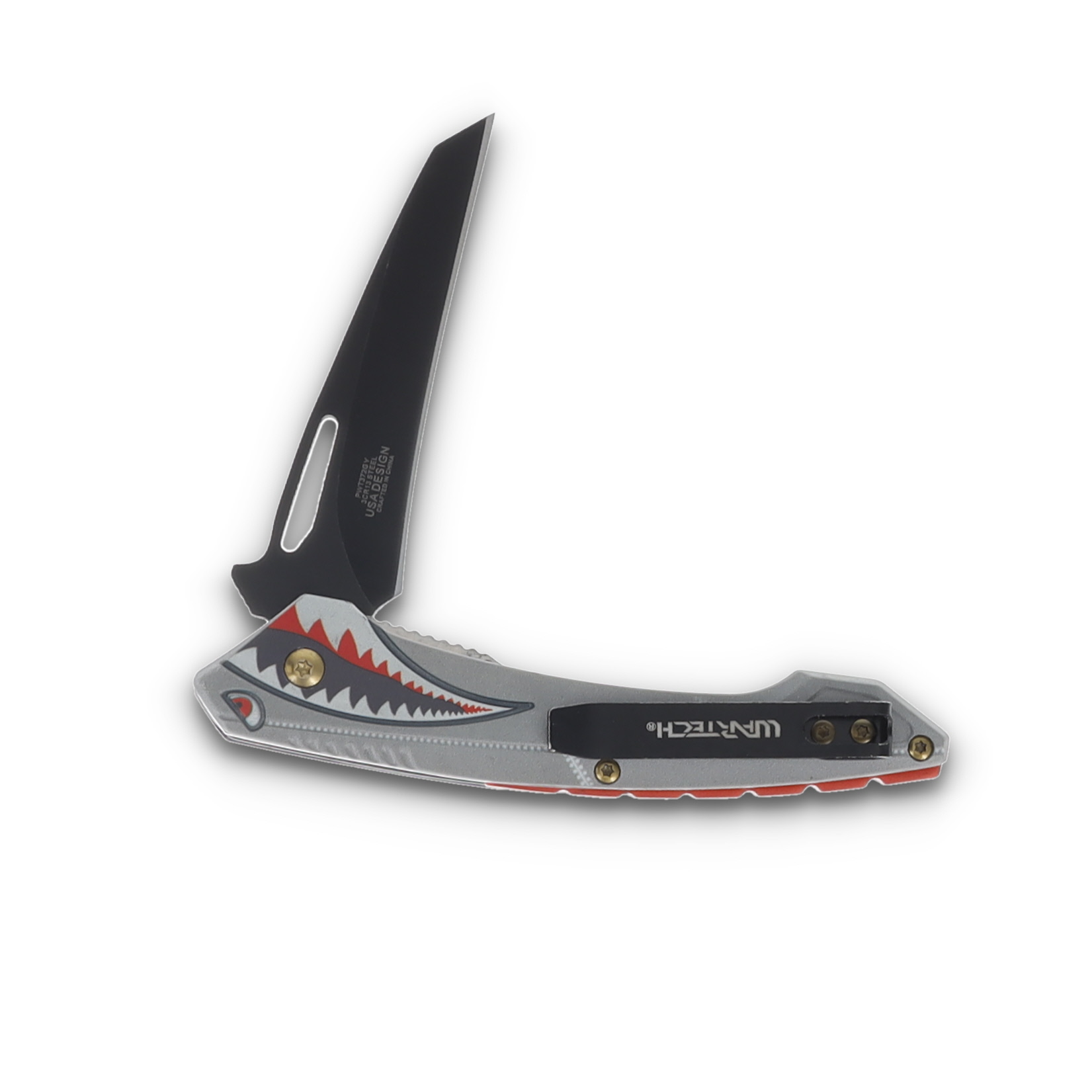 WarTech Bomber Folding Knife Gray 3.5 Inch Plain Black Wharncliffe NTPWT372GY View 4