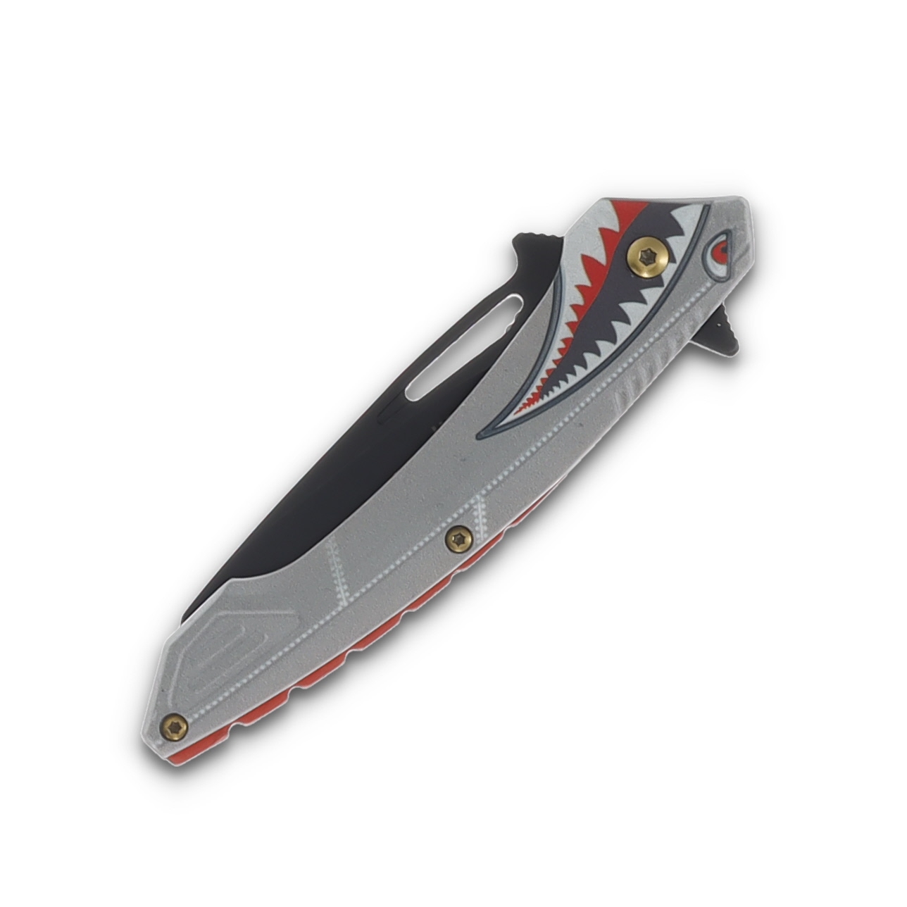 WarTech Bomber Folding Knife Gray 3.5 Inch Plain Black Wharncliffe NTPWT372GY View 5