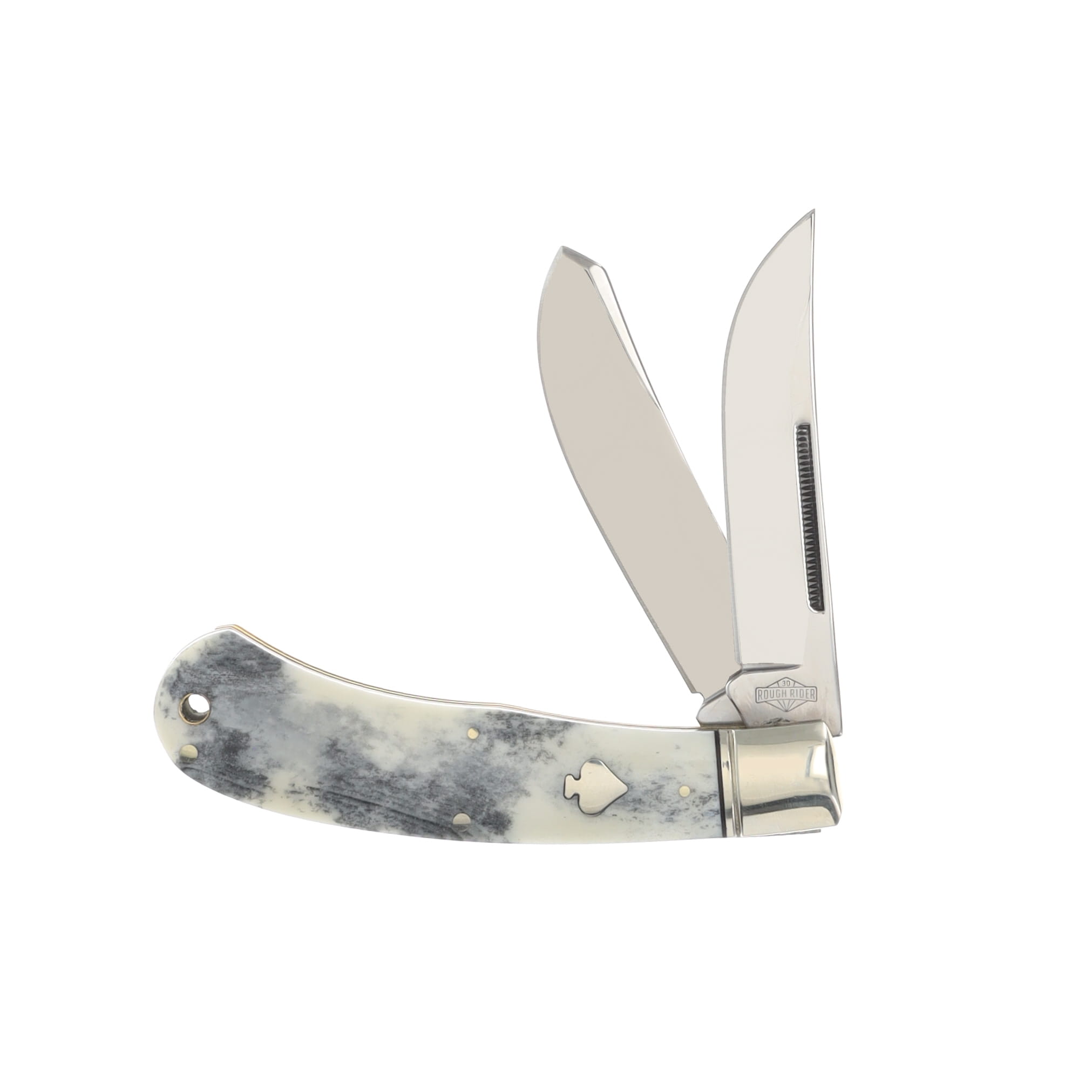 Rough Rider Black Appaloosa Upswept Bullet Folding Knife White