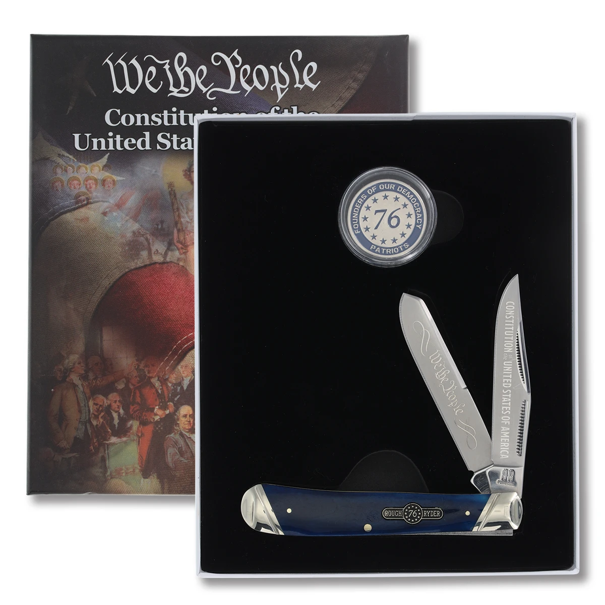 Rough Ryder Patriot Series Trapper Folding Knife Gift Set with Collector's Coin RR2509 View 1