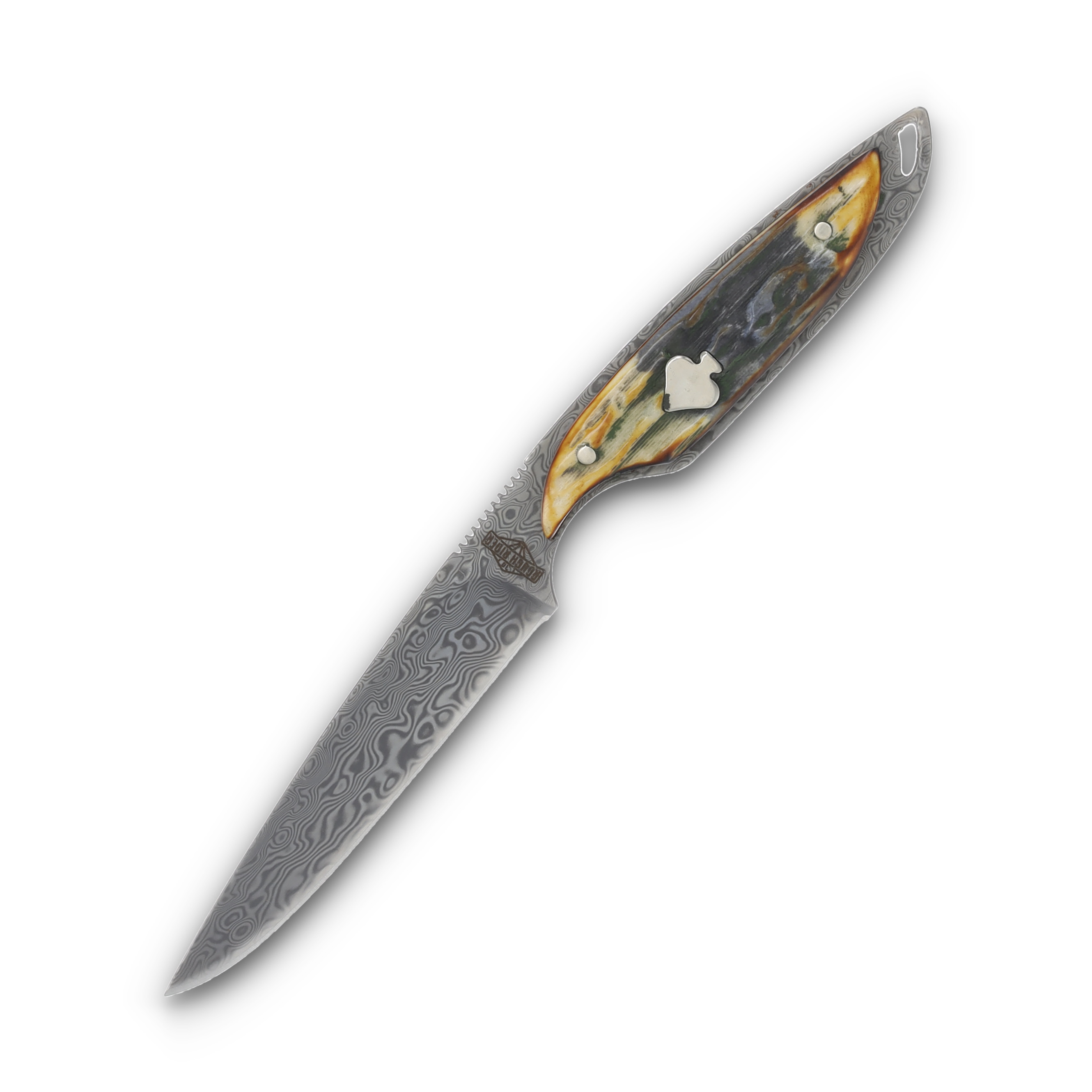 Rough Ryder Streamline Fixed Blade Knife Cinnamon Bone 3.25in Damascus RR2532 View 3