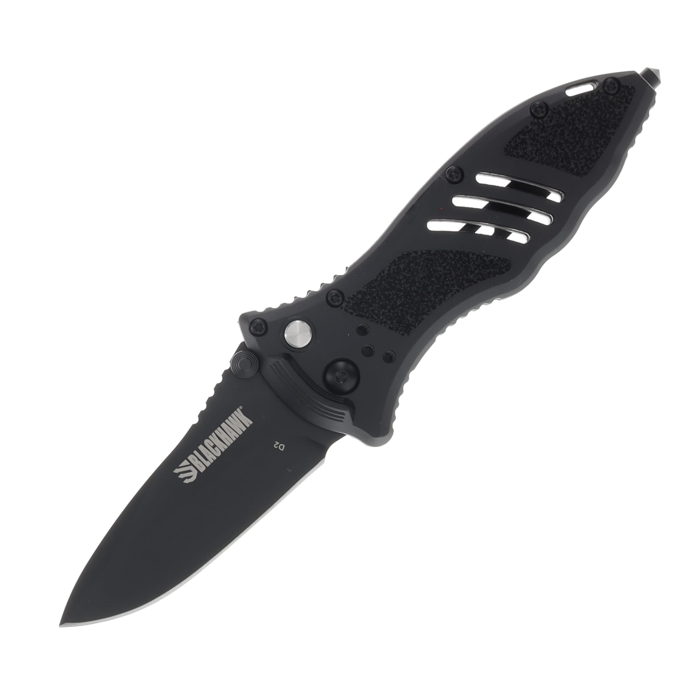 Blackhawk CQD Small Button Lock Knife 3.25in Black Drop Point Blade BH15M201BK View 1