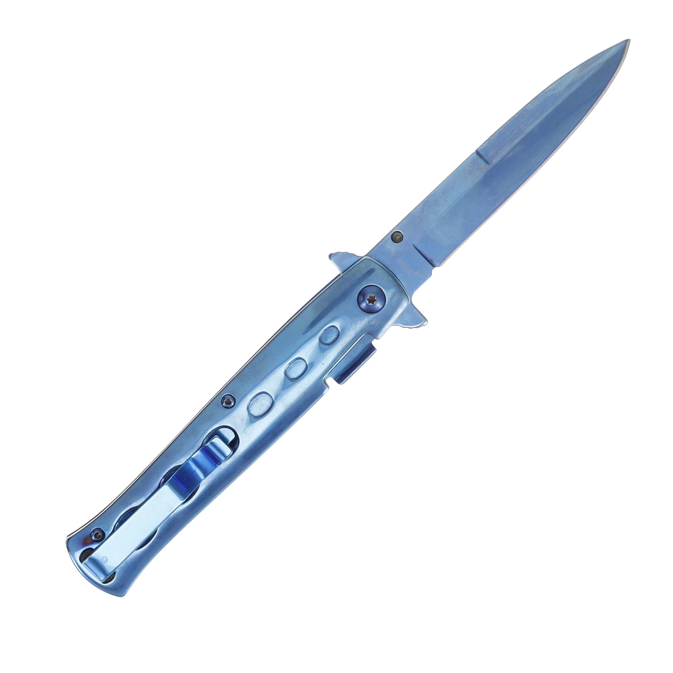 Frost Cutlery Italian Stiletto Linerlock Blue Coated Stainless Steel FRIS002BL View 2
