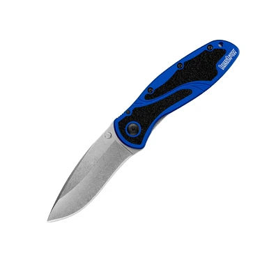 Kershaw 1670NBSW Blur Navy Blue Folding Knife 3.4in Stonewashed Drop Point View 2