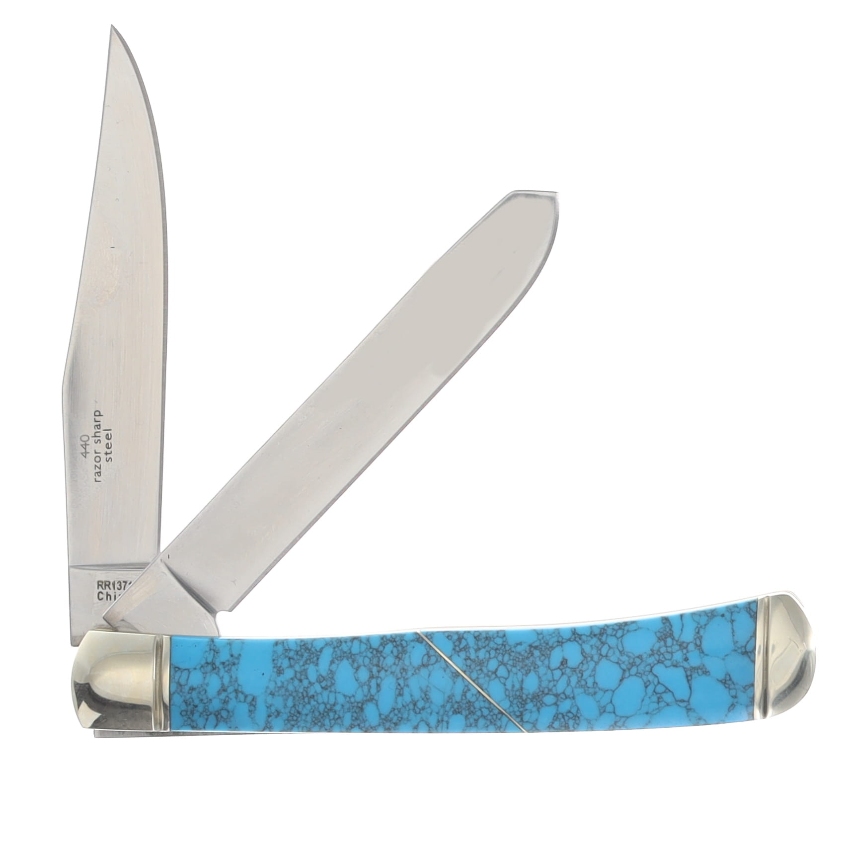 Rough Rider Imitation Turquoise Trapper Folding Knife RR1371 View 2