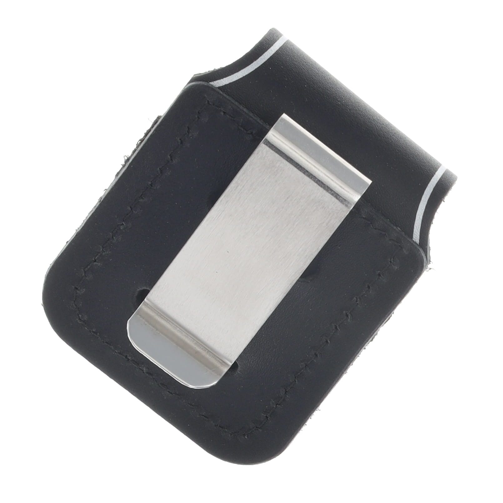 Zippo Logo Black Leather Lighter Pouch with Clip ZPLPCBK View 3
