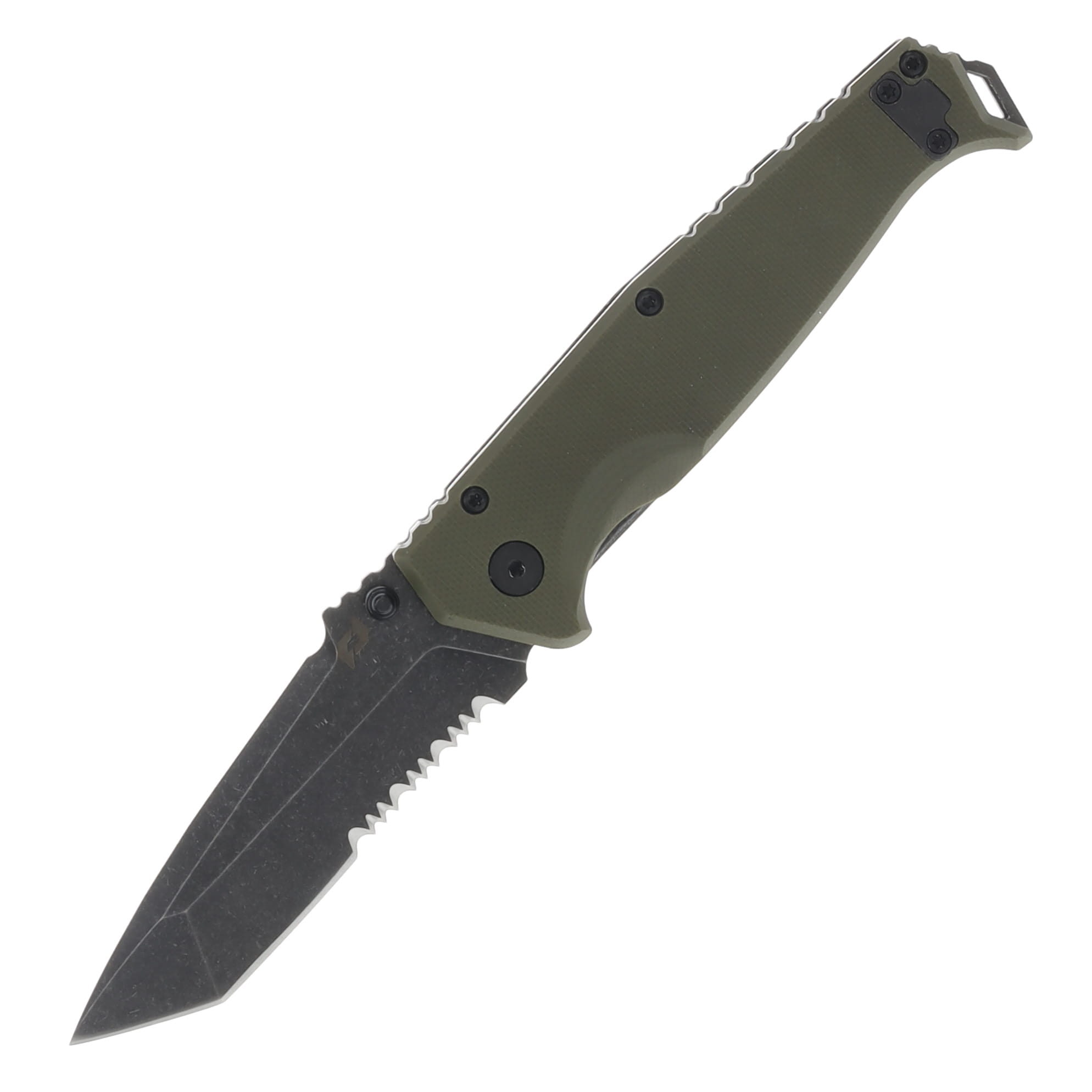 Schrade Melee Olive 3.5 Inch Partially Serrated Black Stonewash Tanto 1159324 View 1