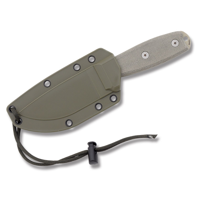 ESEE 3P Fixed Blade Knife 3.88in Plain Edge  Desert Tan Micarta Modified Pommel ESEE3PMDT View 2