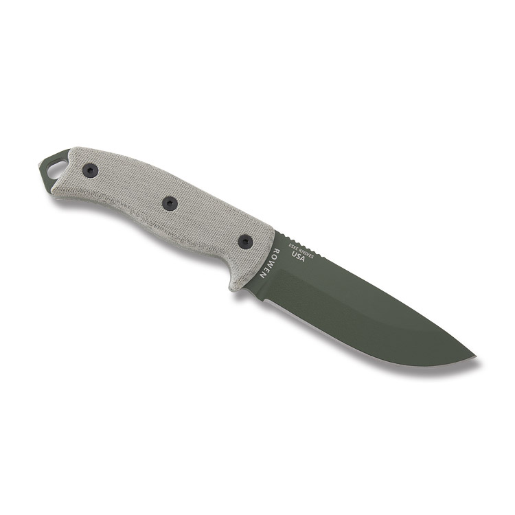 ESEE 5 Fixed Blade Survival Knife OD Green 1095 Carbon Steel/Gray Micarta with Kydex Sheath ESEE5POD View 2