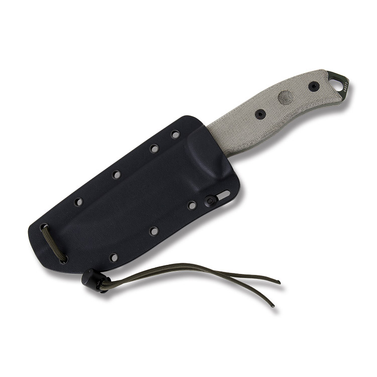 ESEE 5 Fixed Blade Survival Knife OD Green 1095 Carbon Steel/Gray Micarta with Kydex Sheath ESEE5POD View 4