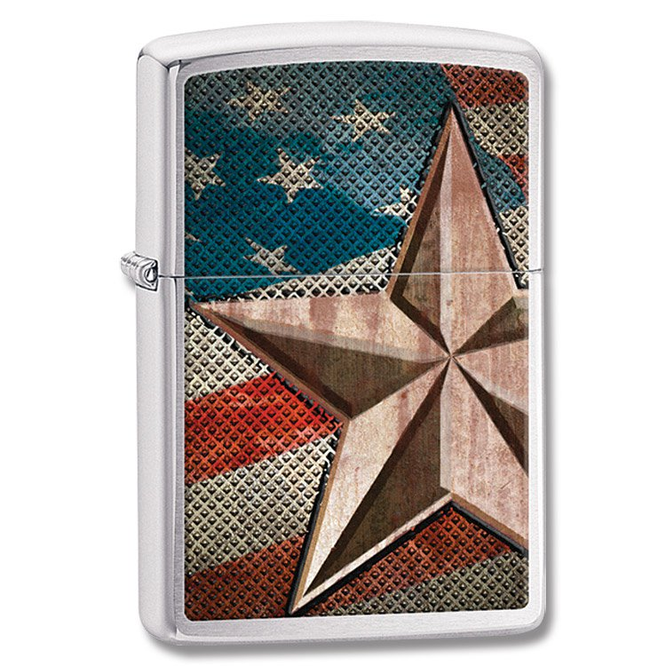 Zippo Retro Star Brushed Chrome Lighter ZP28653 View 4