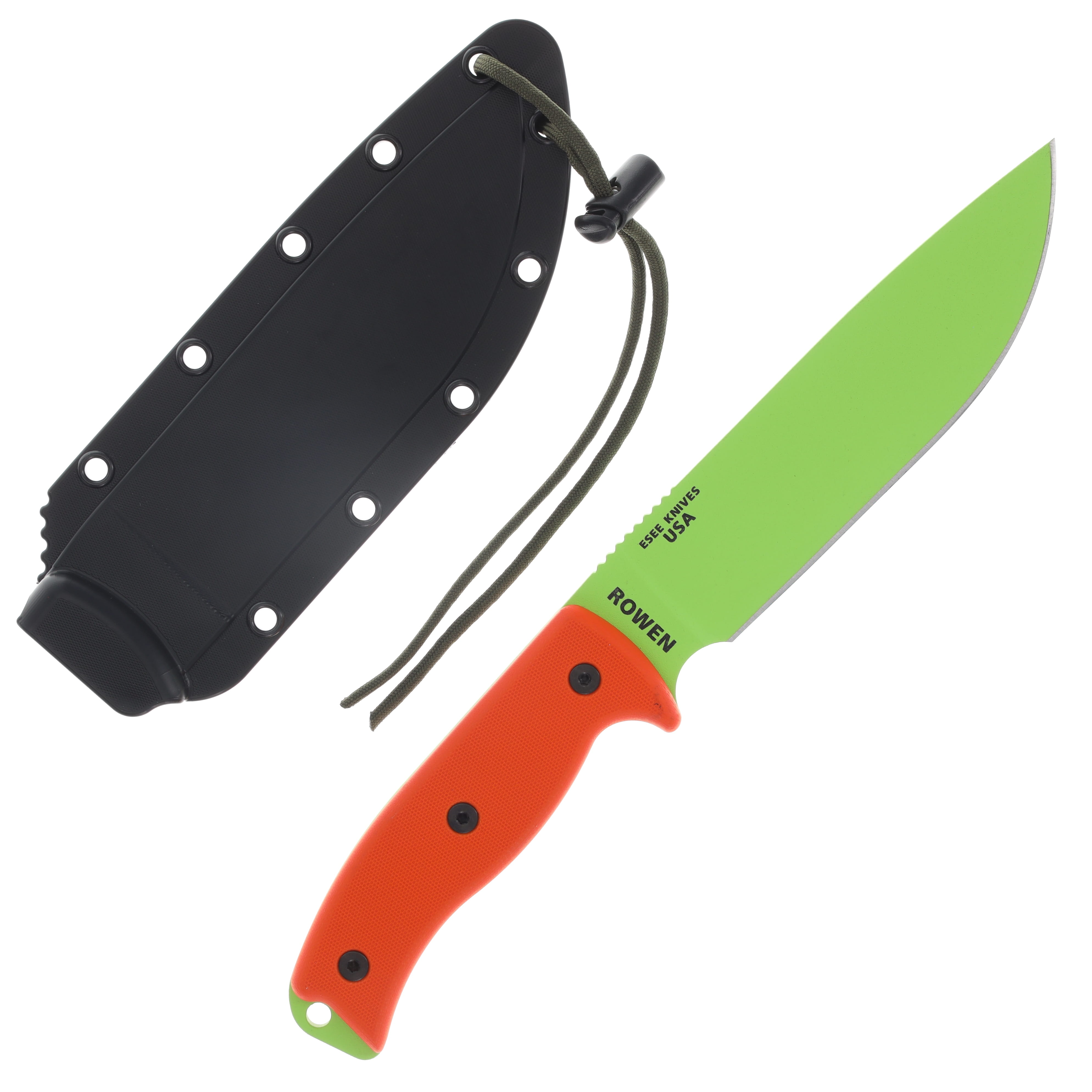 ESEE Knives ESEE 6 Venom Green Plain Edge Fixed Blade Orange G10 Knife ESEE6VG View 2