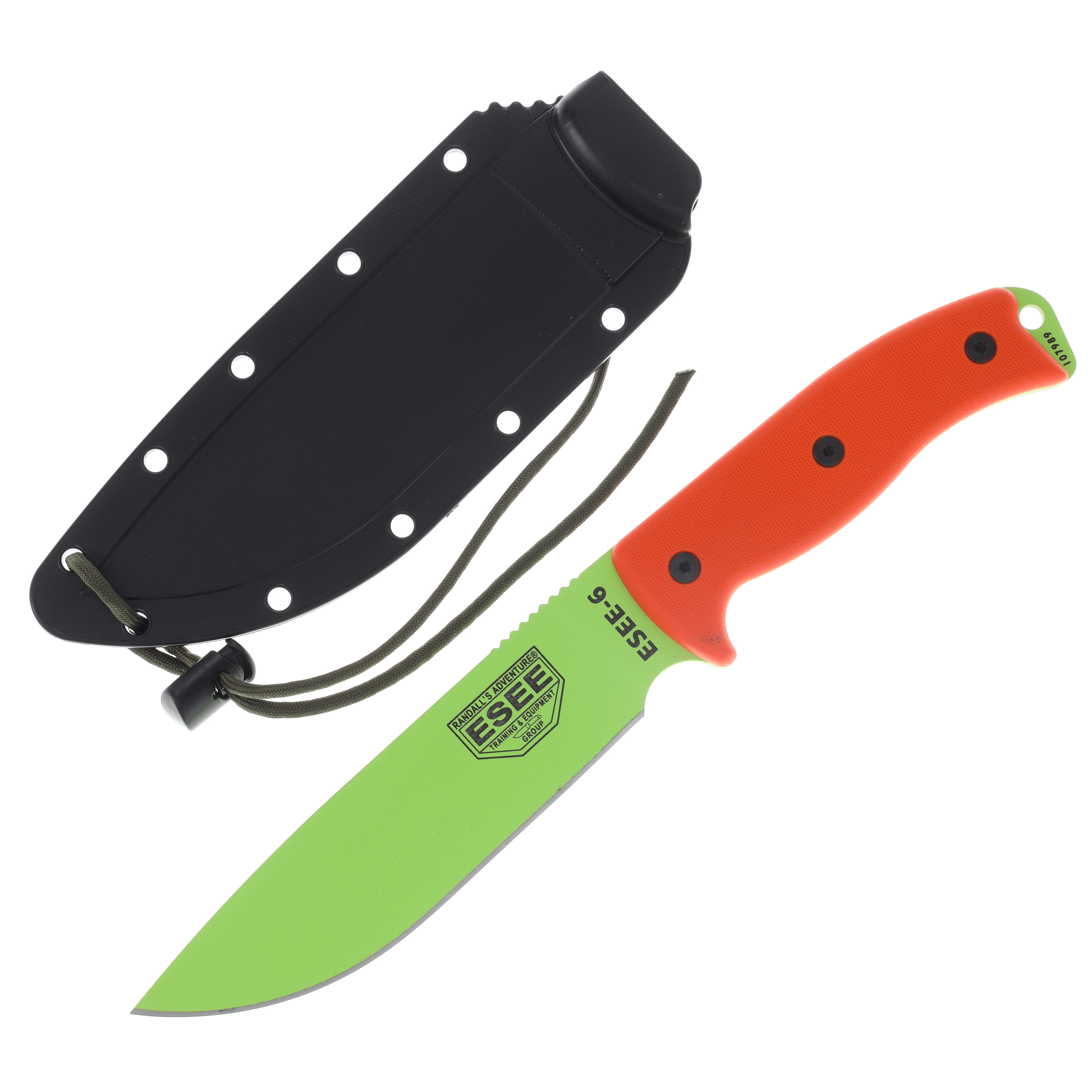 ESEE Knives ESEE 6 Venom Green Plain Edge Fixed Blade Orange G10 Knife ESEE6VG View 1