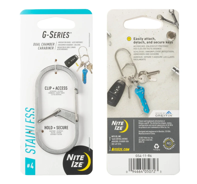 Nite Ize G-Series™ SlideLock® #4 Dual Chamber Carabiner - Stainless Steel GSL411R6 View 1