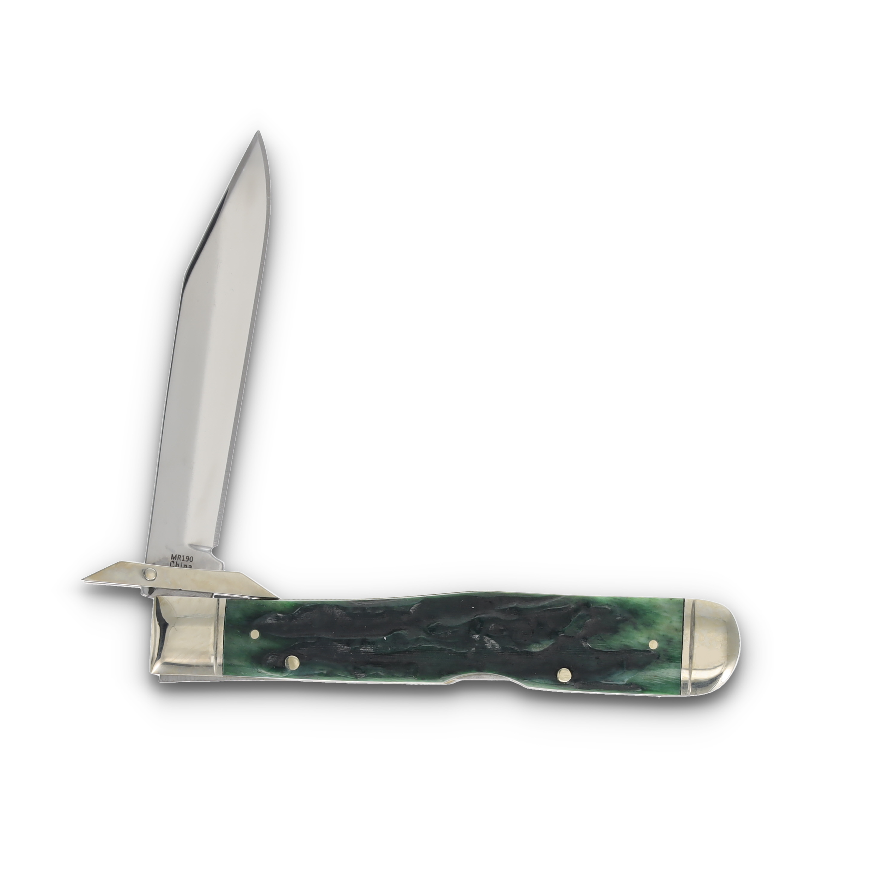 Marble's Green Stag Bone Swing Guard Folding Knife MR190 View 2