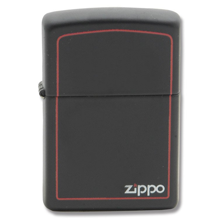 Zippo Classic Black Matte Red Border Logo Lighter ZP11950 View 1