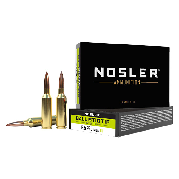 Nosler Ballistic Tip Hunting 6.5 PRC Rifle Ammunition 20 Rounds Brass Centerfire 140 Grain Spitzer BT 43457 View 1