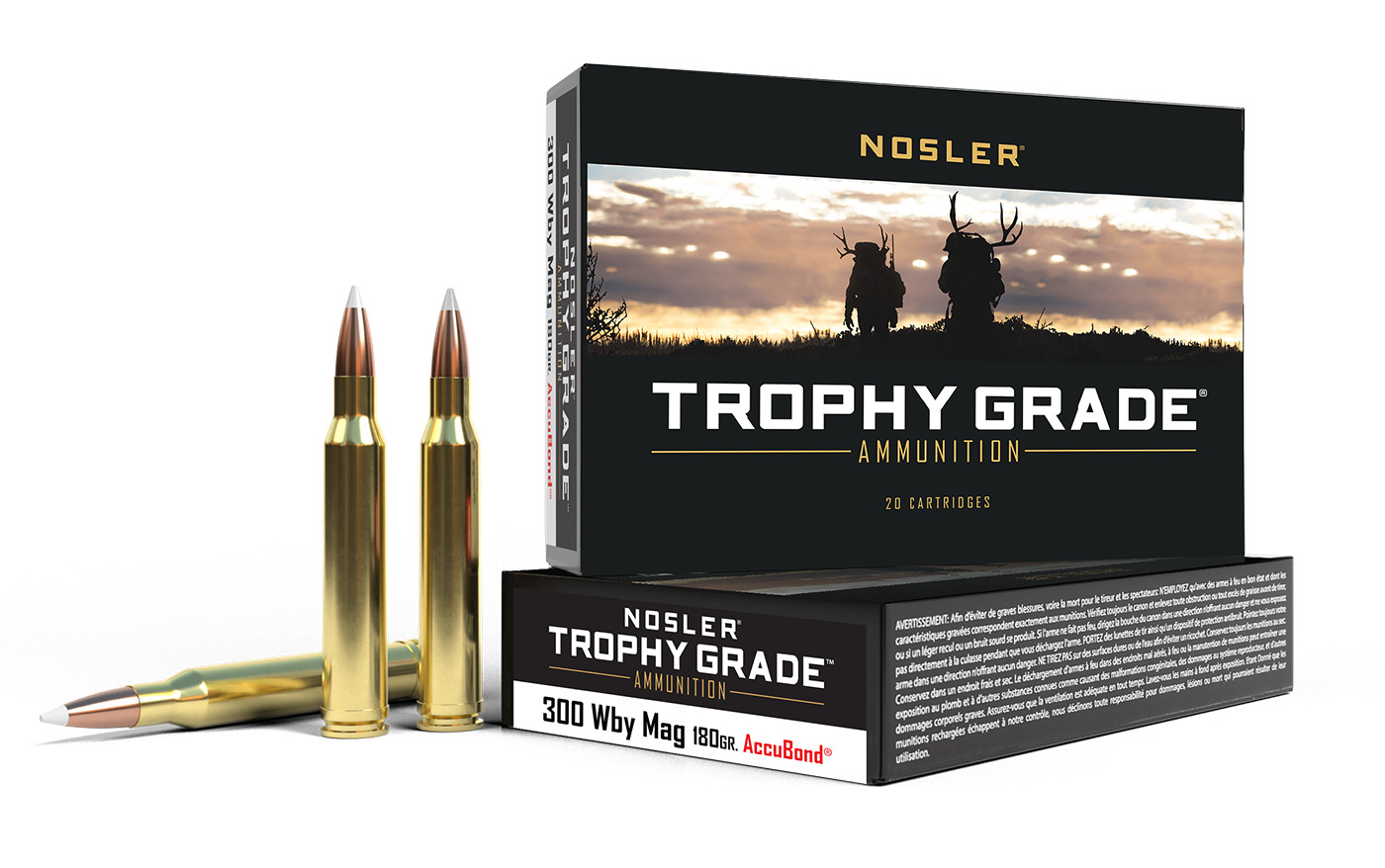 Nosler Trophy Grade .300 Wby Mag 180gr AccuBond SP Brass 20rd Box 48643 View 1