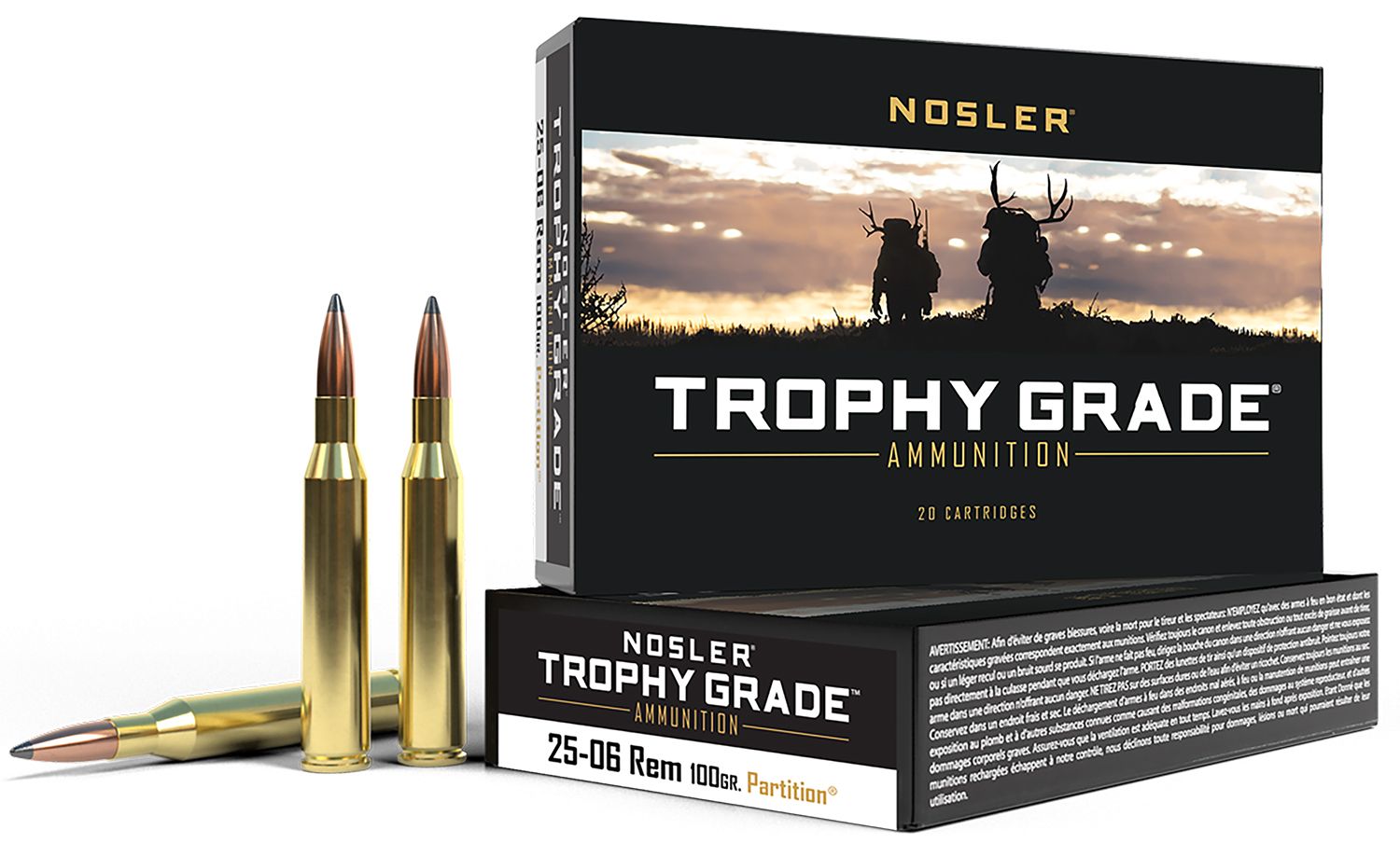 Nosler Trophy Grade .25-06 Rem 100gr Partition Spitzer SP Brass 20Rds 60005 View 1