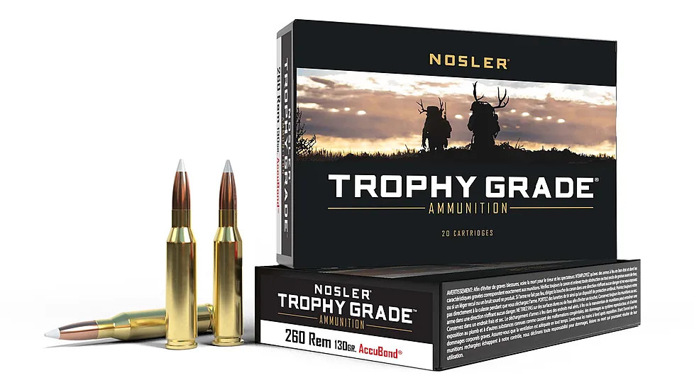 Nosler Trophy Grade 260 Remington Ammunition 130 Grain AccuBond SP 20 Rounds 60024 View 1
