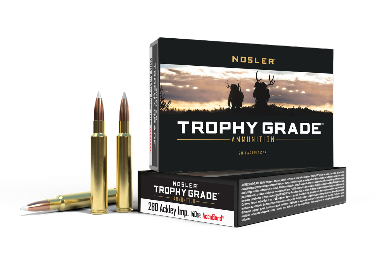 Nosler Trophy Grade .280 Ackley Improved 140gr AccuBond Spitzer 20rd Box 60043 View 1