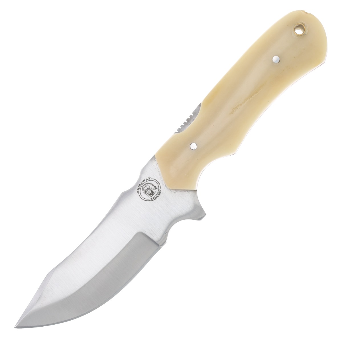 Chipaway Cutlery The Chief Fixed Blade Hunting Knife Natural Bone 4.5 Inch Plain FRCW501WSB View 3