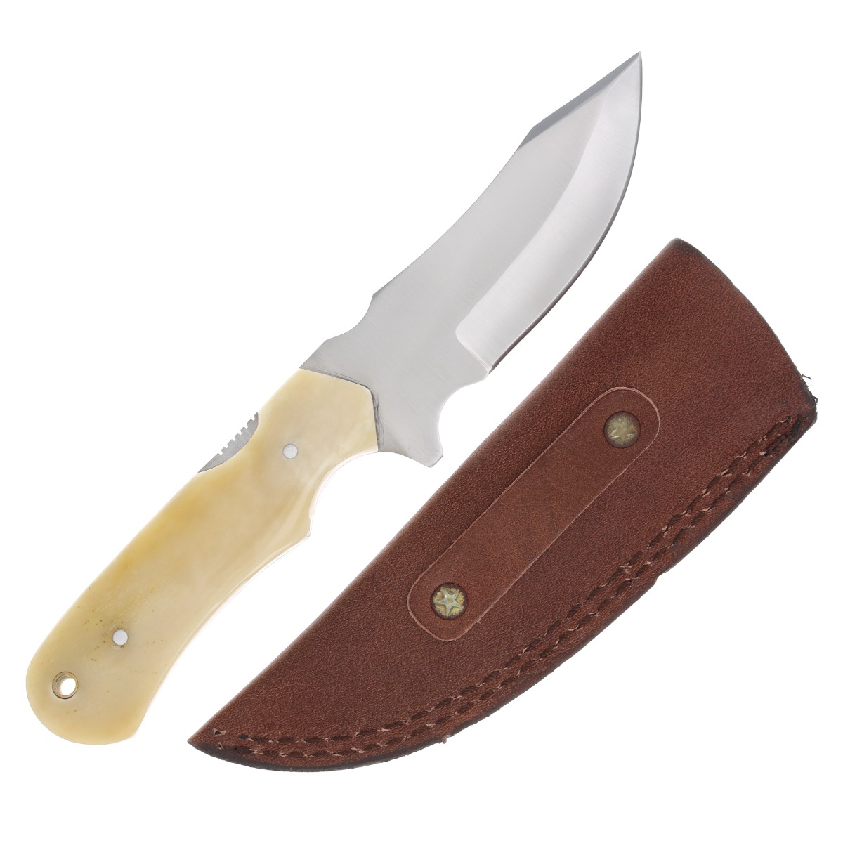 Chipaway Cutlery The Chief Fixed Blade Hunting Knife Natural Bone 4.5 Inch Plain FRCW501WSB View 2