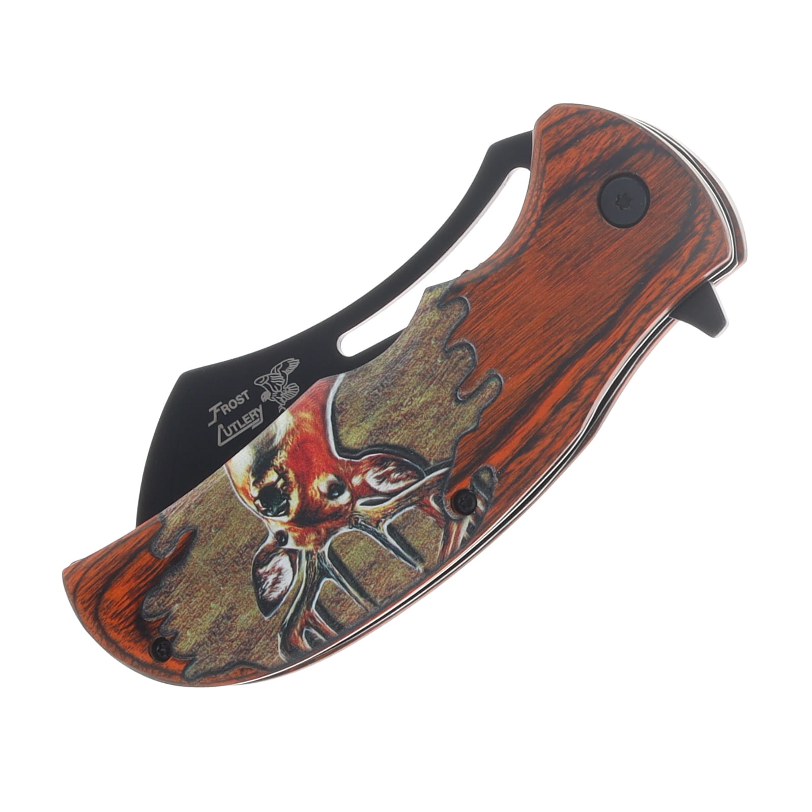 Frost Cutlery Pakkawood Spring-Assisted Deer Linerlock Folding Knife FRFC139D View 4