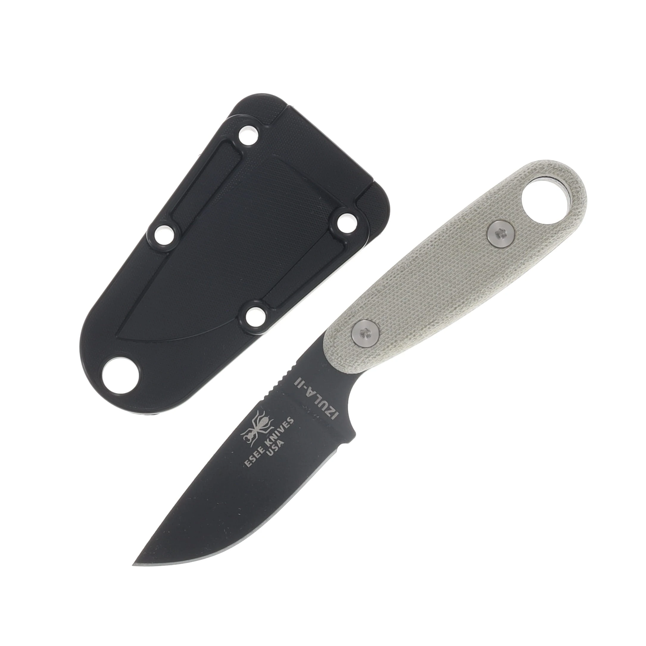 ESEE Knives Izula II Fixed Blade Green Canvas Micarta Black Powder Coat 1095 ECI11B View 1