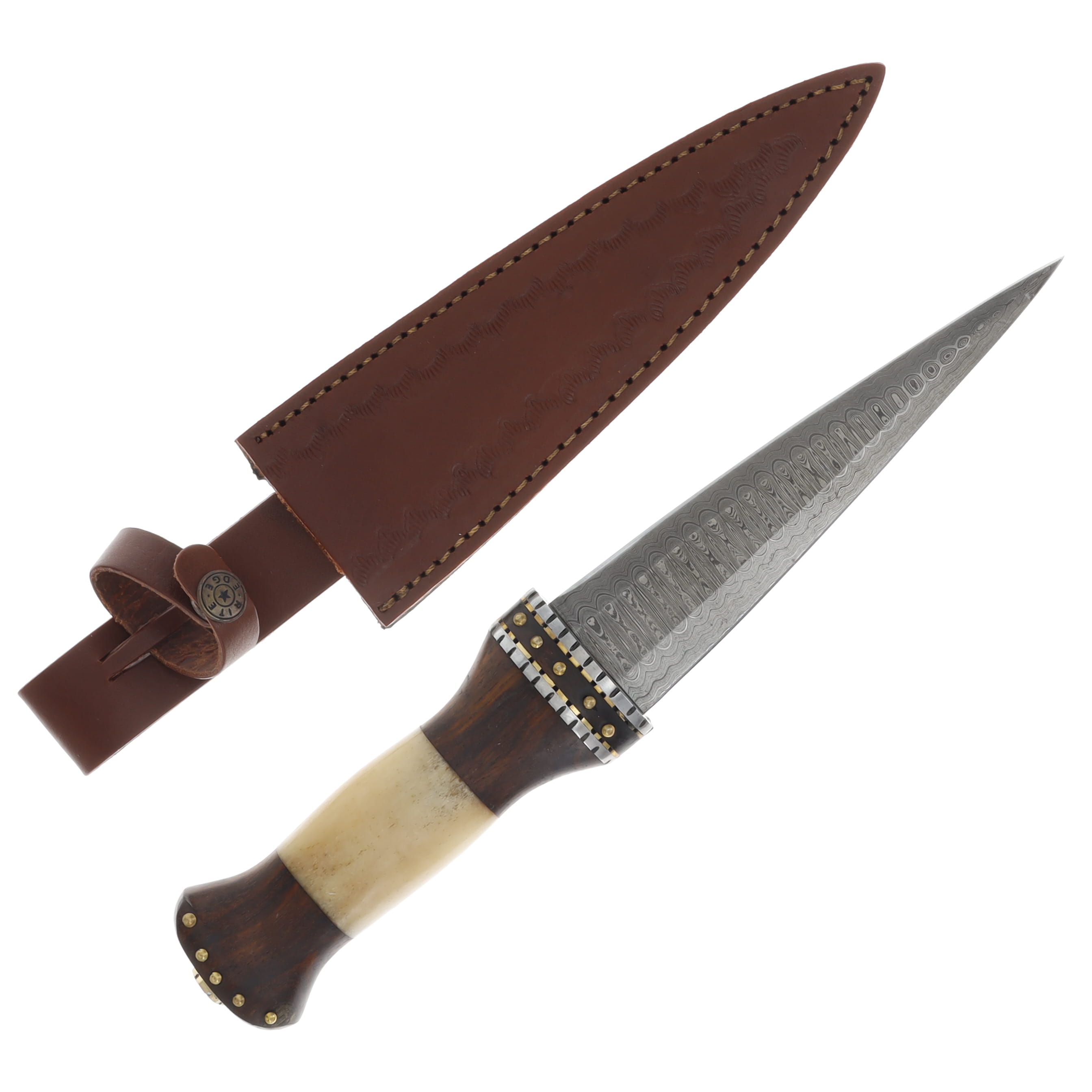 SZCO Supplies Natural Bone-Wood Dirk Damascus Blade 12.5in Overall DM1114 View 1