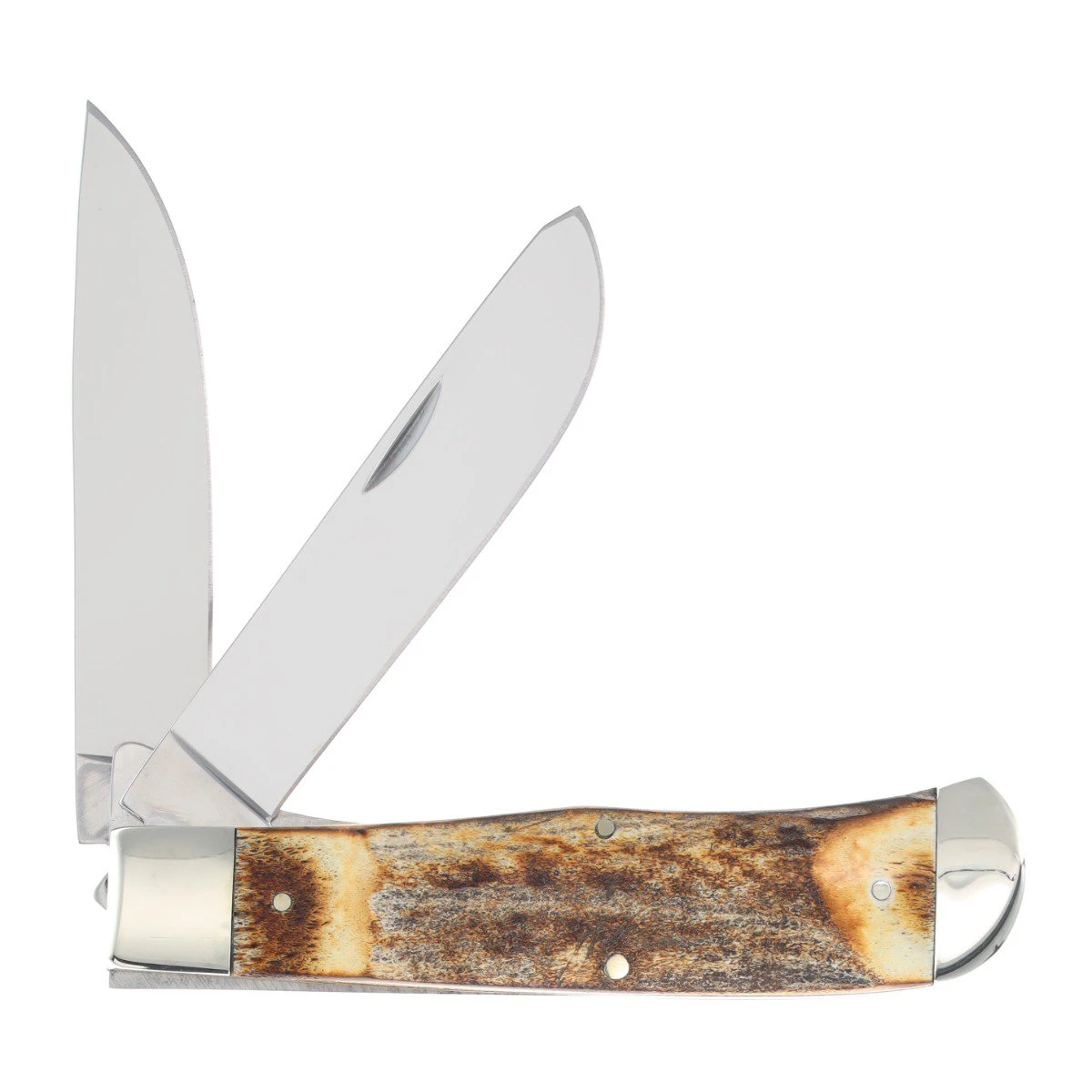 Queen Cutlery American-Made Jumbo Linerlock Trapper Folding Knife (Genuine Stag) QGSH206L View 2