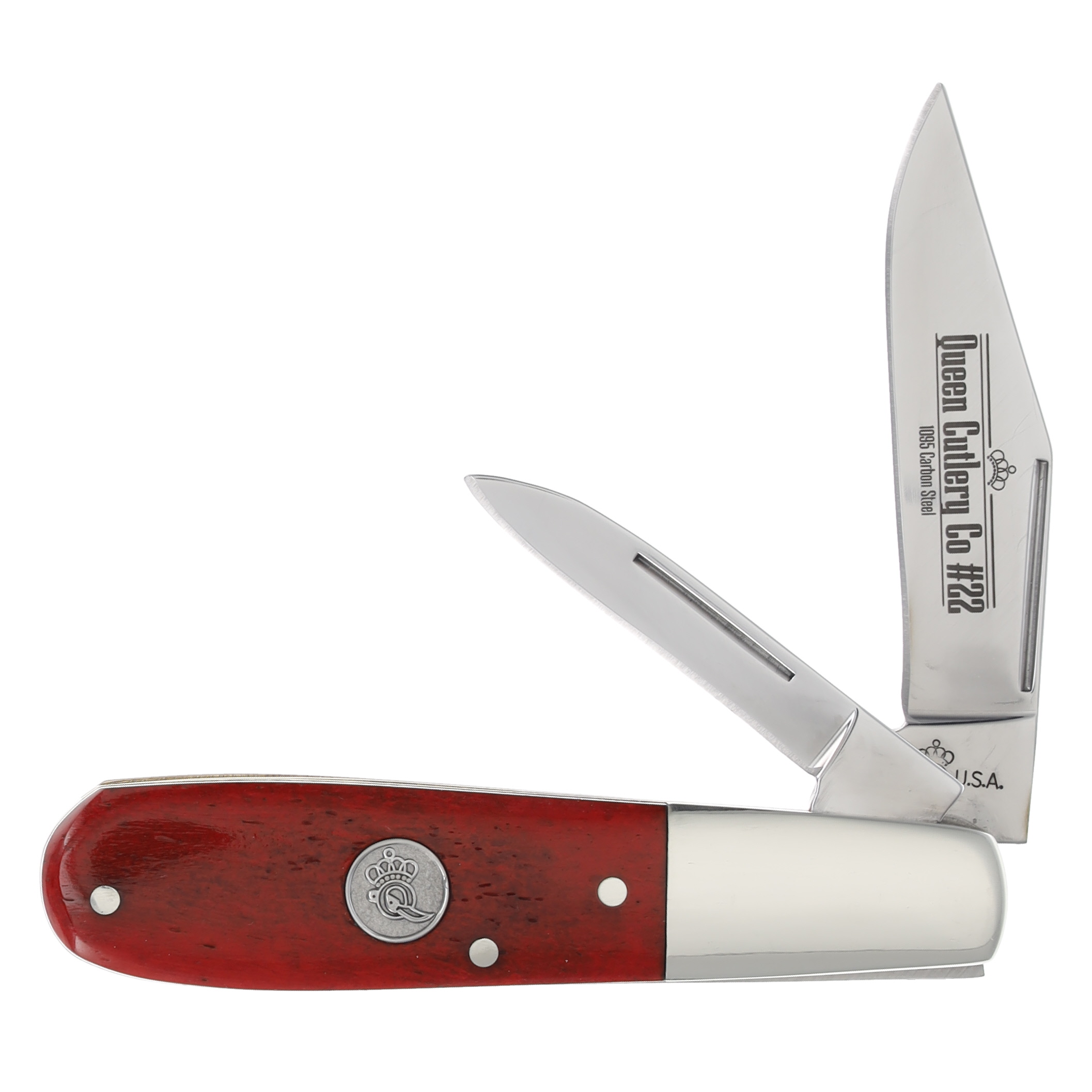 Queen Cutlery #22 Red Smooth Bone Barlow Folding Knife QRSB281 View 1