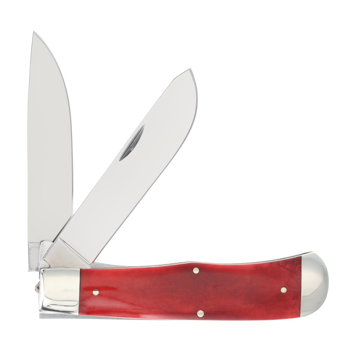 Queen Cutlery American-Made Jumbo Linerlock Trapper Folding Knife (Red Smooth Bone) QRSB206L View 2