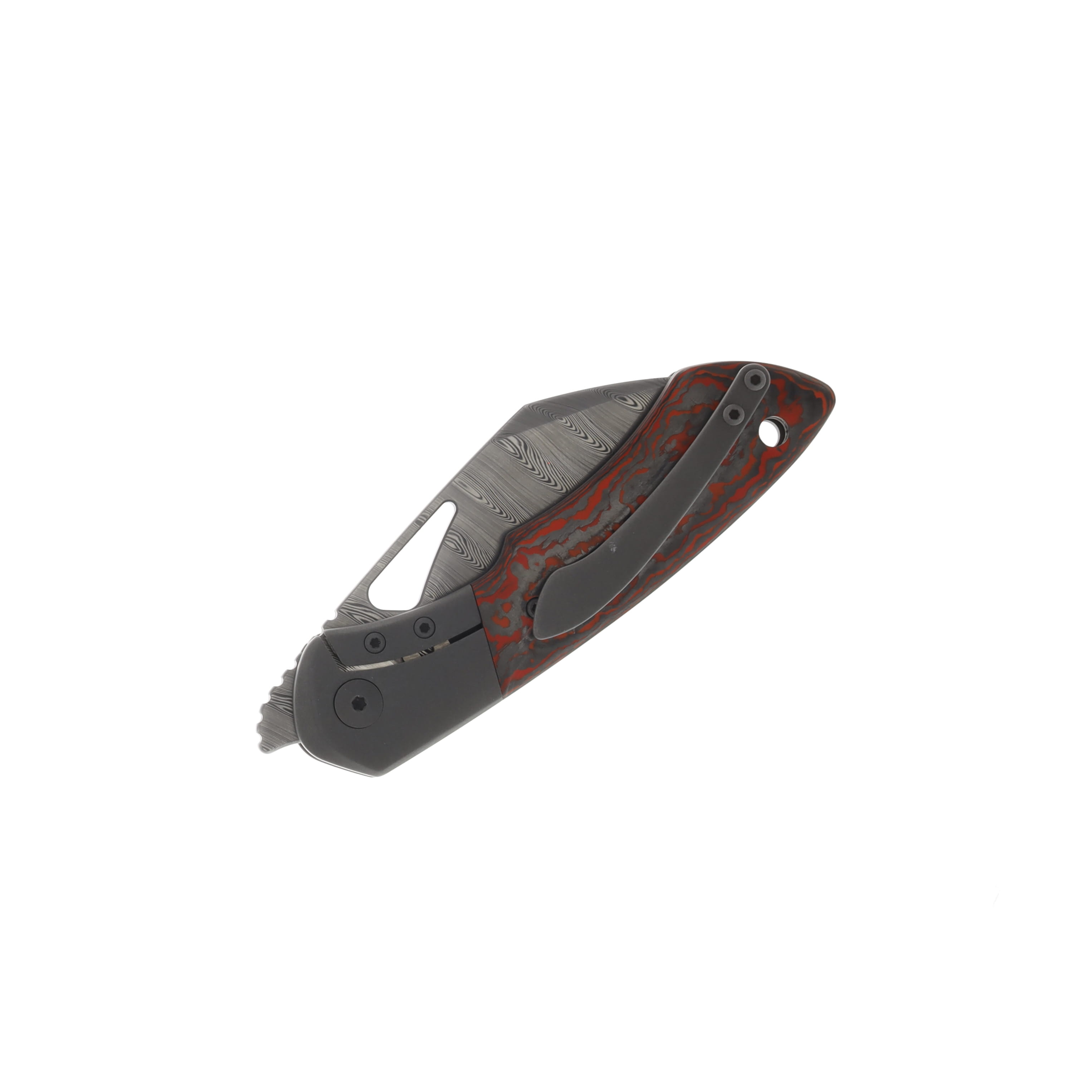 Olamic Whippersnapper BL Damasteel Sheepsfoot Ti/Dark Blasted Bolsters Fat Carbon "Mars Valley" Scales WSBL023/120-S View 2