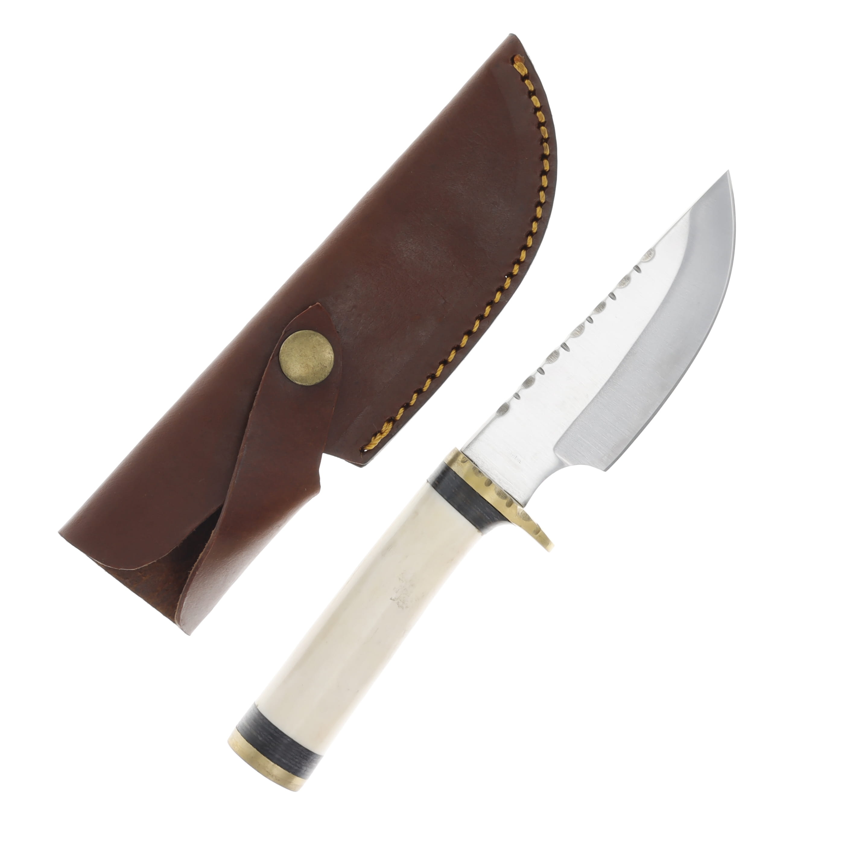 SZCO Supplies White Filework Skinner Fixed Blade 4.13in Drop Point DH8004WH View 2