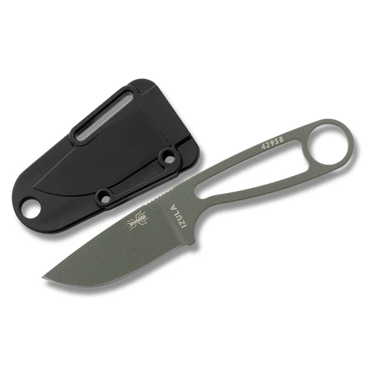 ESEE Izula Survival Kit Fixed Blade Knife 2.63in Skeletonized Olive Drab IZULAODKIT View 1