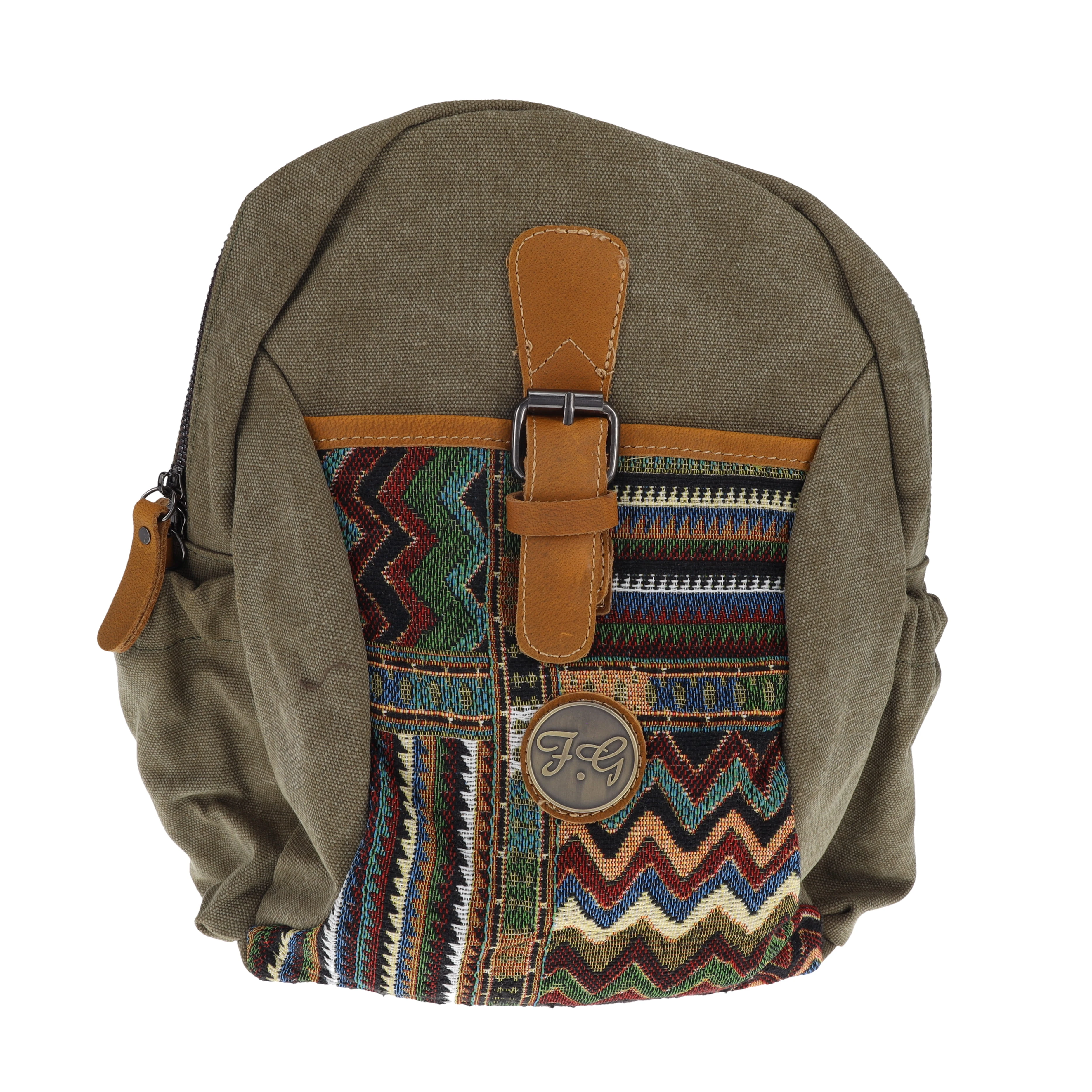 Fabigun Conceal Carry Green and Brocade Bohemian Backpack SM4004G View 1