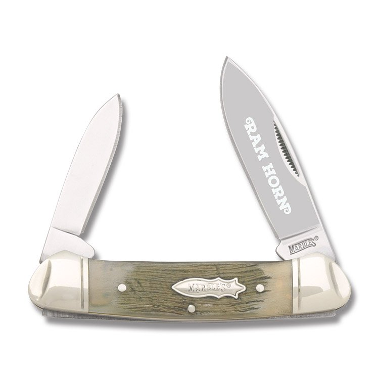 Marbles Ram Horn Canoe 2.5in Drop Point Folding Knife MR360 View 1