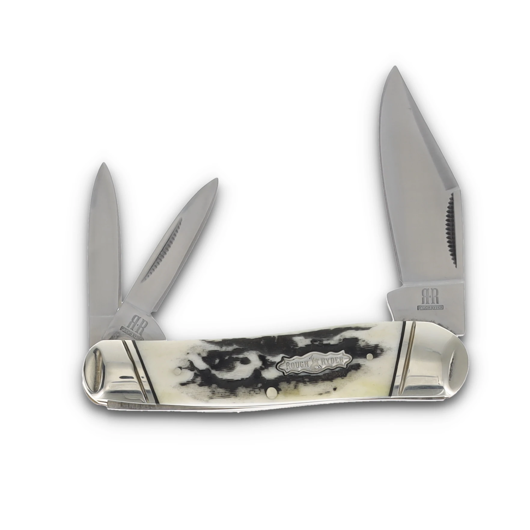Rough Ryder Large Swayback Whittler Black Stag Bone RR2575 View 1