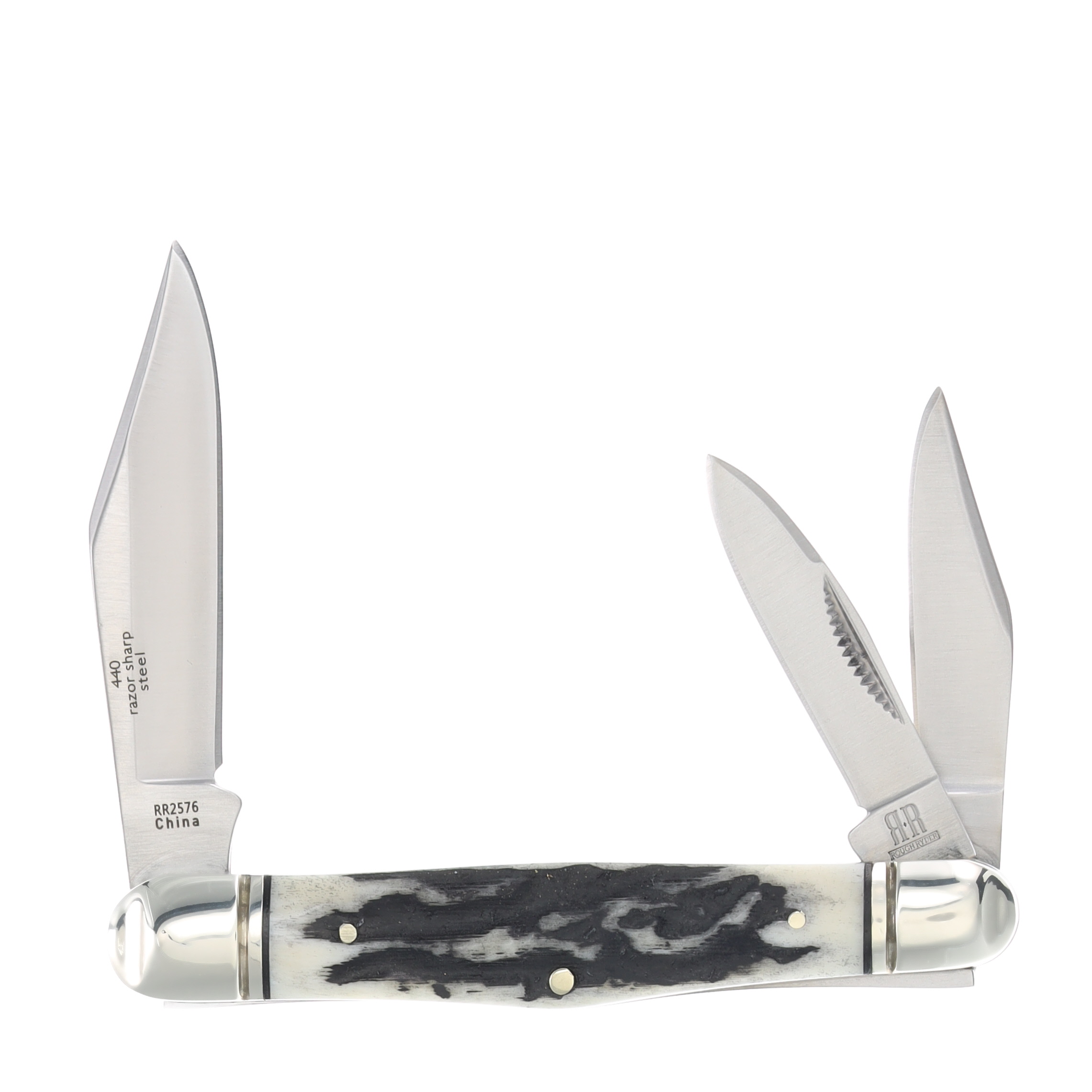 Rough Ryder Medium Whittler Black Stag Bone RR2576 View 2