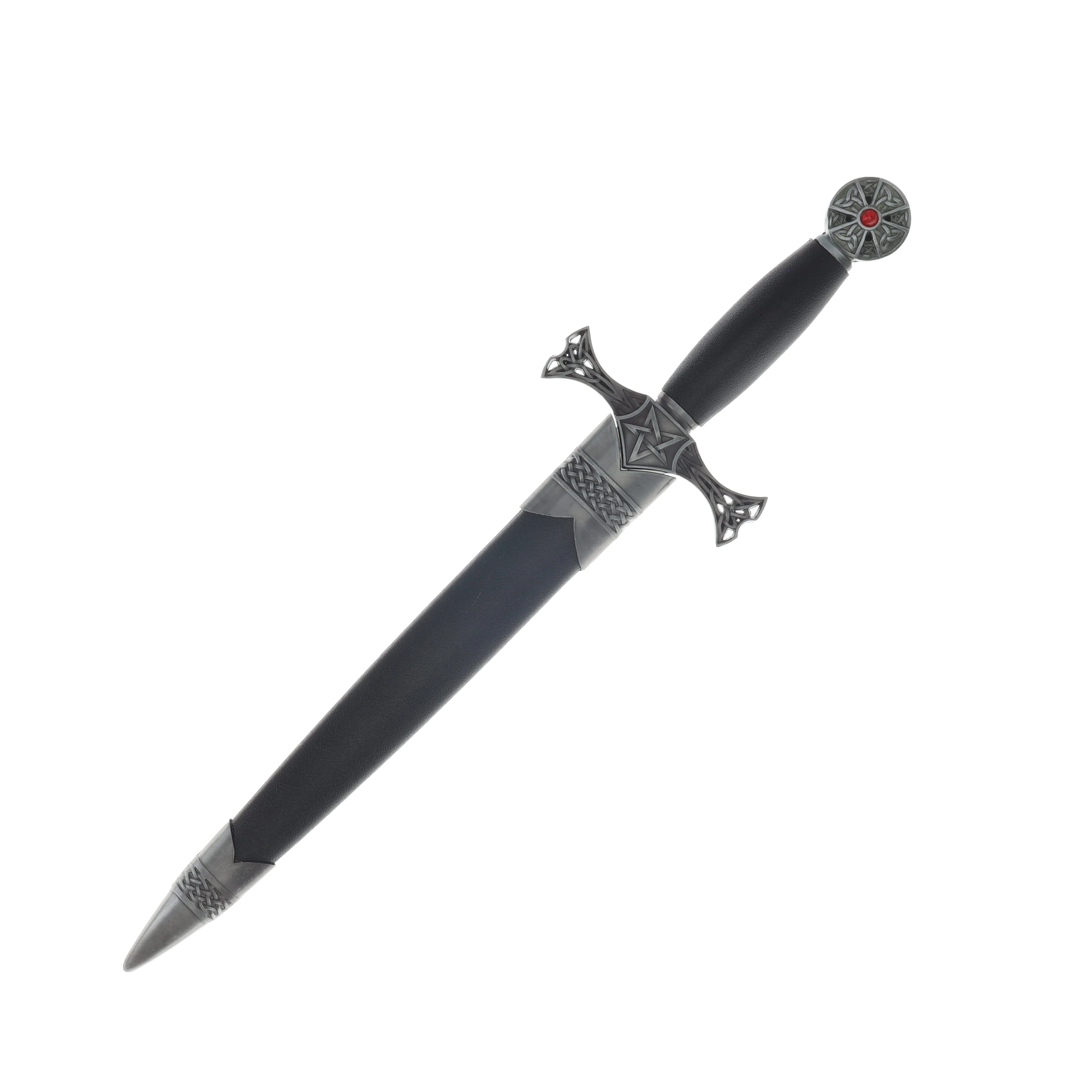 14.5 Inch Celtic Jewel Dagger Black Leather Handle 211110 View 3