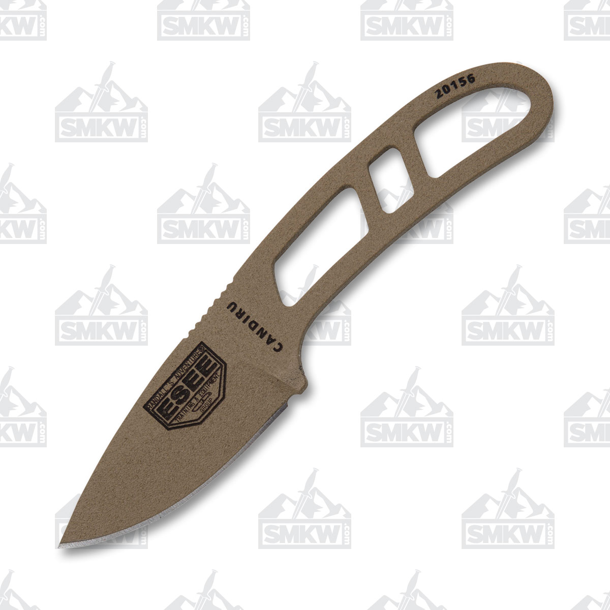 ESEE Candiru Fixed Blade Knife Dark Earth with Black Molded Sheath and Survival Kit ESEECANDEKIT View 2