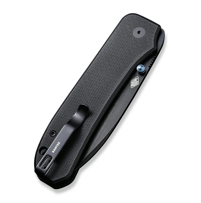 WE Knife Big Banter Linerlock Folding Knife Black Stonewash Drop Point/Black G-10 WKC210451 View 2