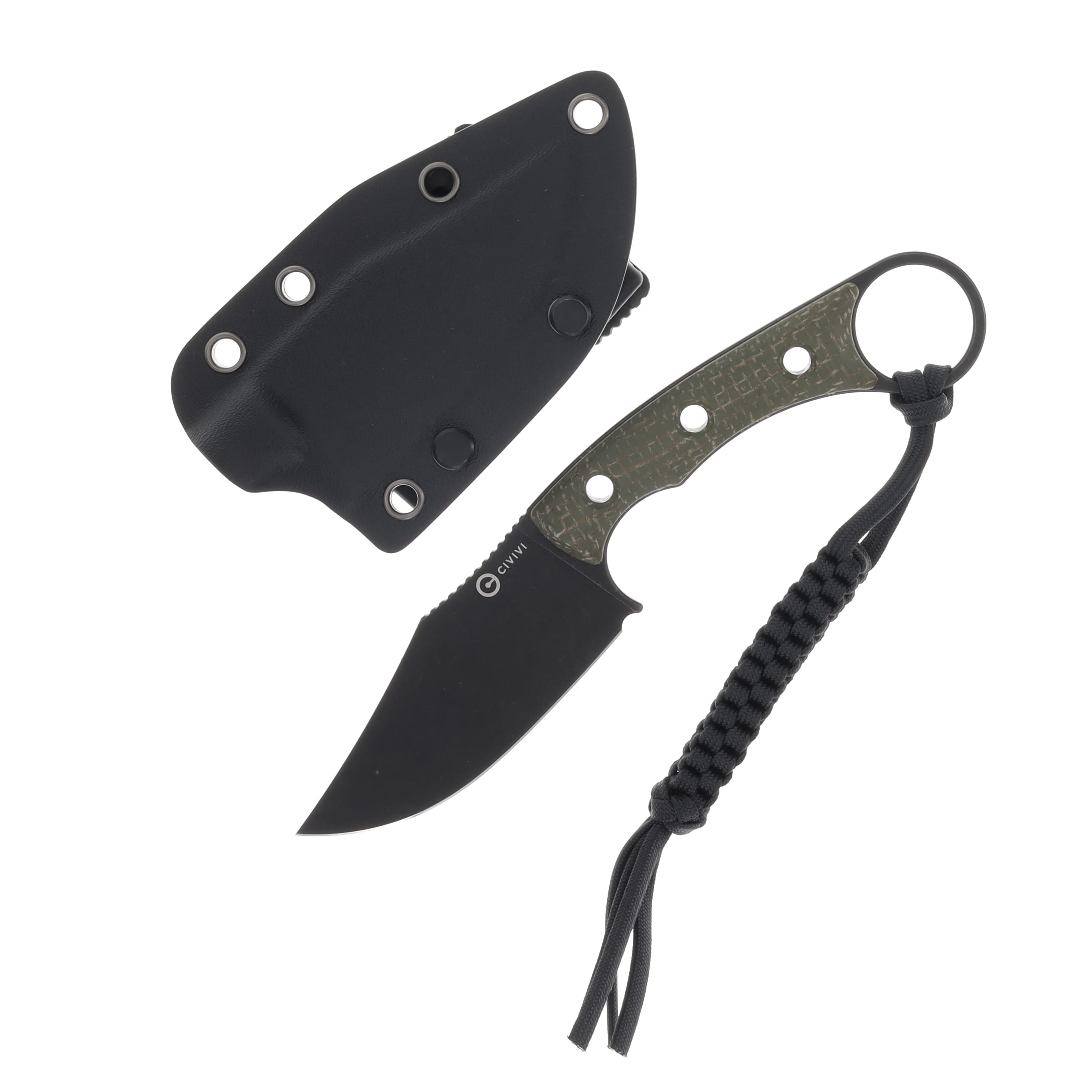 CIVIVI Midwatch Fixed Blade Black 3.39in N690 Green Burlap Micarta WKCC20059B3 View 1