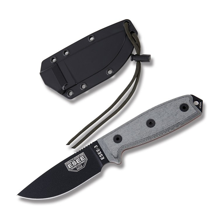 ESEE 3 Gray Micarta Fixed Blade Knife ESEE3PB View 1